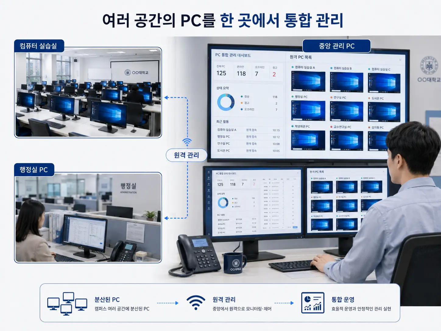 서울과학기술대학교 여러 공간의 PC를 한곳에서 통합 관리하는 원격관리 구성