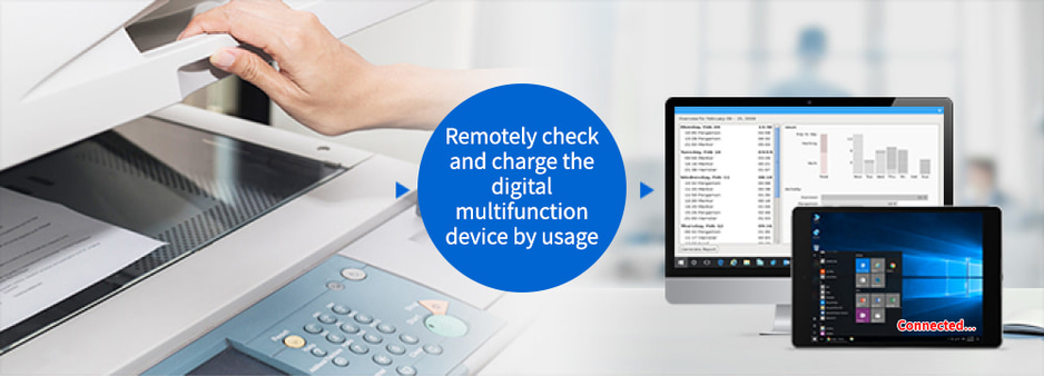 Remotely check and charge the digital multifunction device of Sindoh by usage.