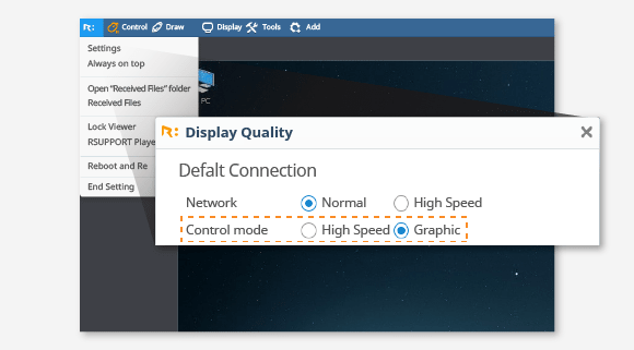 High speed/graphic control modes