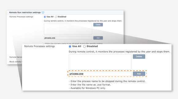 Restrict access to specific processes (exe)