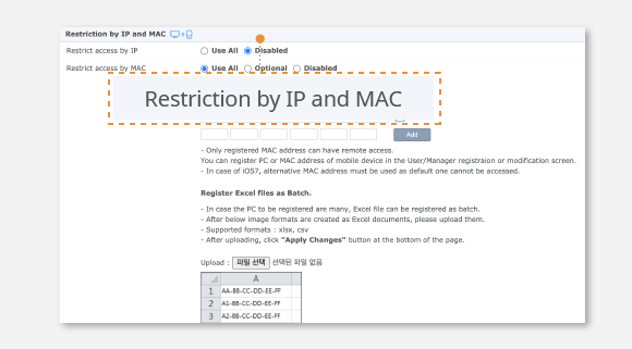 Allow IP/MAC
