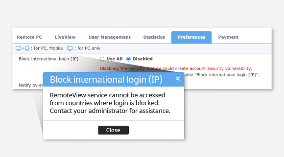 Block lgin from foreign (IP)